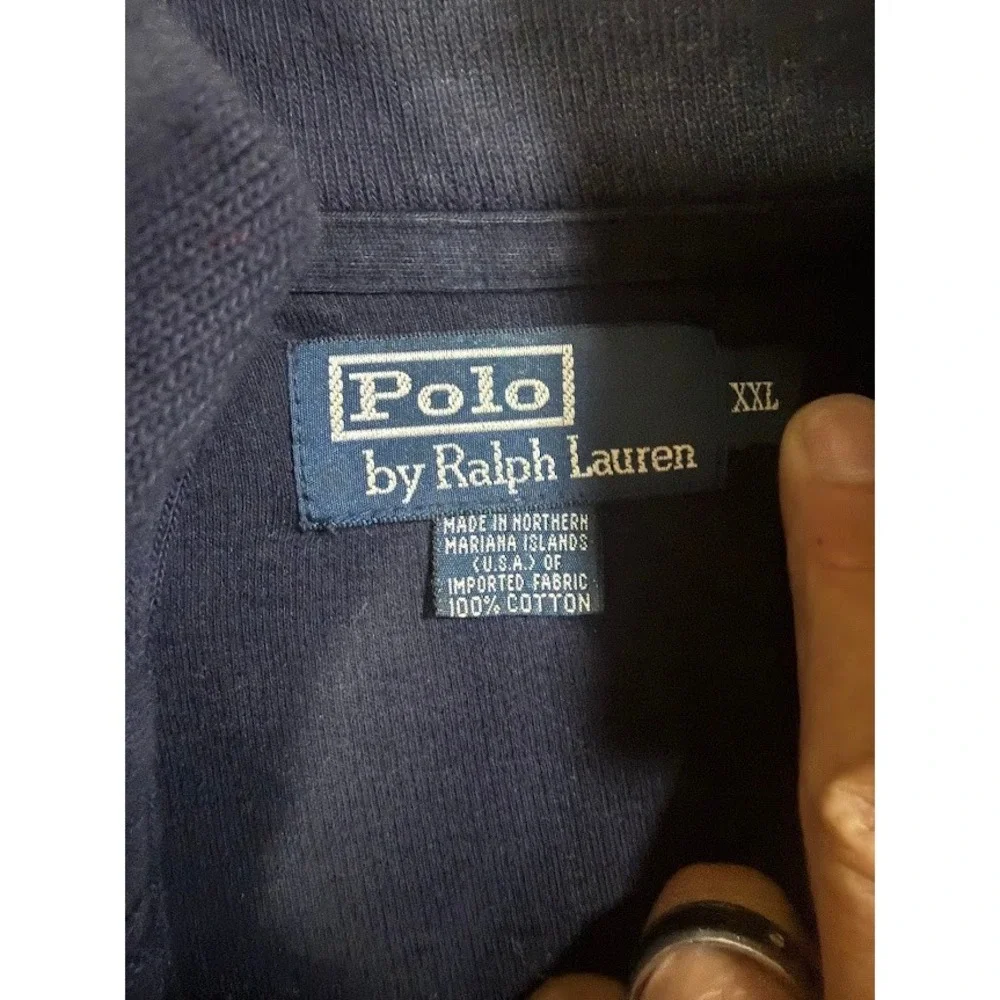 Polo‎ Ralph Lauren Mens XXL Navy Blue 100% Cotton Quarter Zip Pullover Sweater